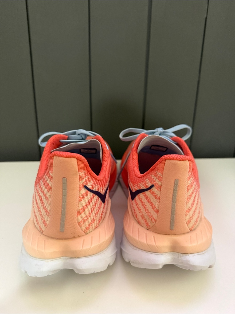 Hoka Coral Orange and Light Blue Women's Running Sneakers 8.5 - Picture 6 of 9